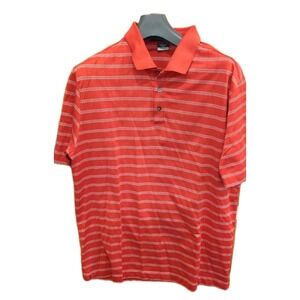 Tiger‎ Woods Collection Golf Polo Orange Striped Mens Sz Lg Dri-Fit